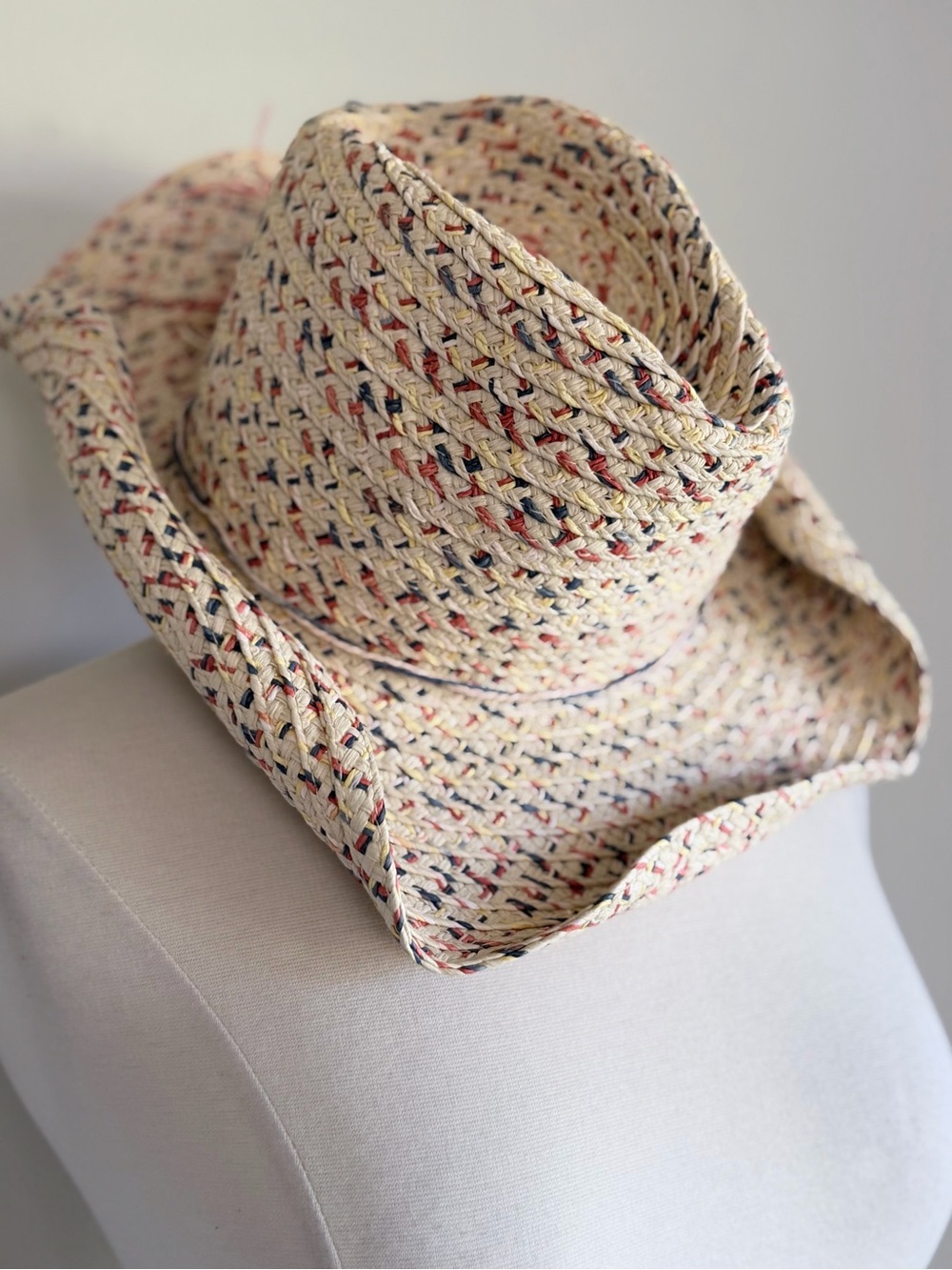 Vince Camuto Natural Paper Straw Wide Brim Hat Multicolor Specks,